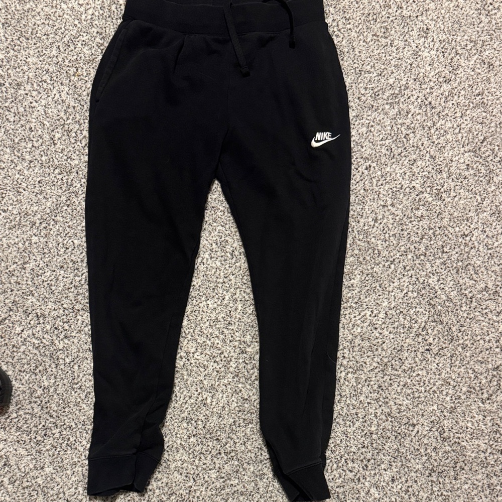 Nike Black Kids Joggers Sweatpants with White Swoosh